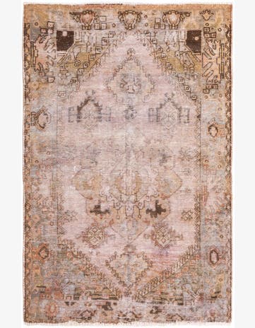 4' 4 x 6' 9 Hand Knotted Ultra Vintage Persian Wool Runner Rug