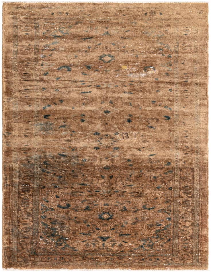 Detail image of 3' 8 x 10' Hand Knotted Ultra Vintage Persian Wool Runner Rug