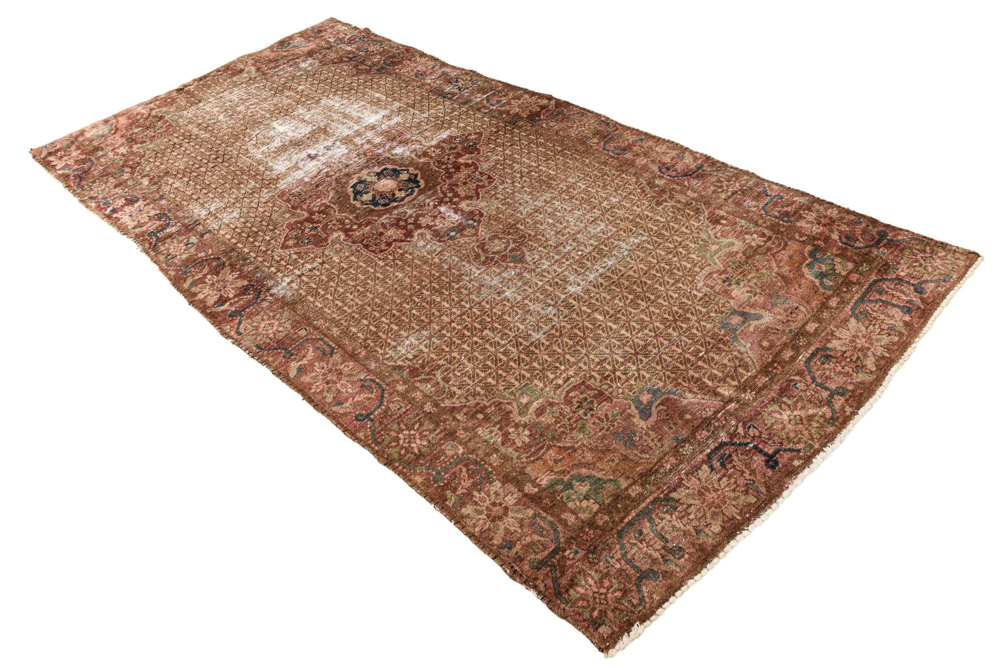 4' 6 x 9' 4 Hand Knotted Ultra Vintage Persian Wool Runner Rug