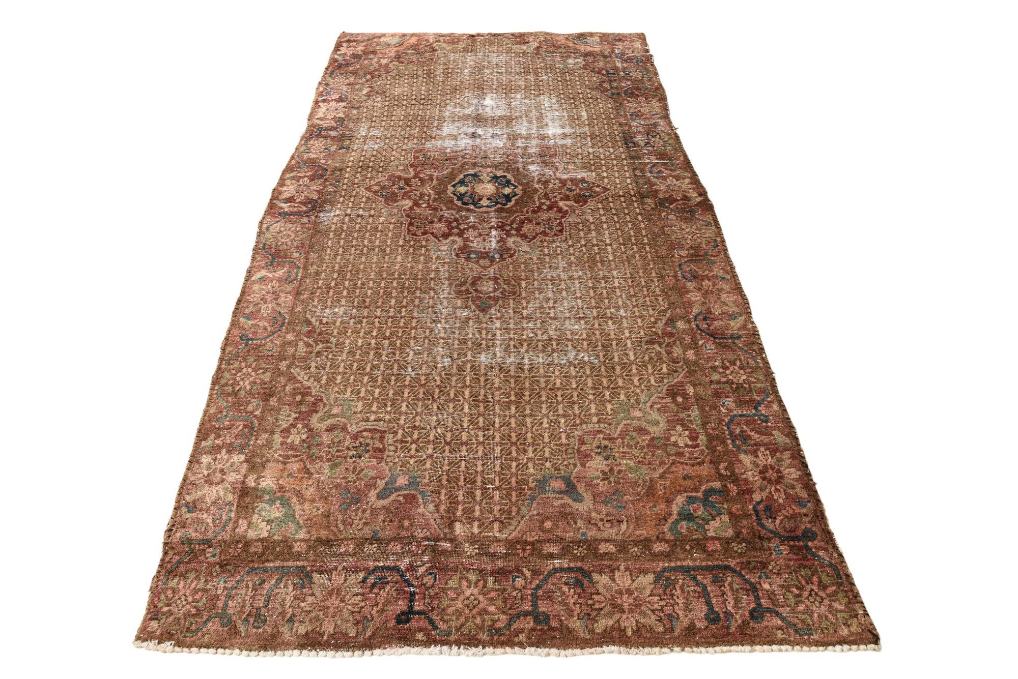 4' 6 x 9' 4 Hand Knotted Ultra Vintage Persian Wool Runner Rug
