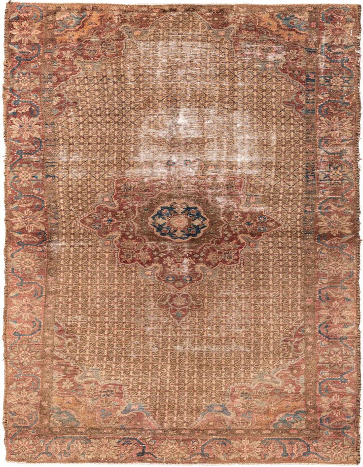 Detail image of 4' 6 x 9' 4 Hand Knotted Ultra Vintage Persian Wool Runner Rug