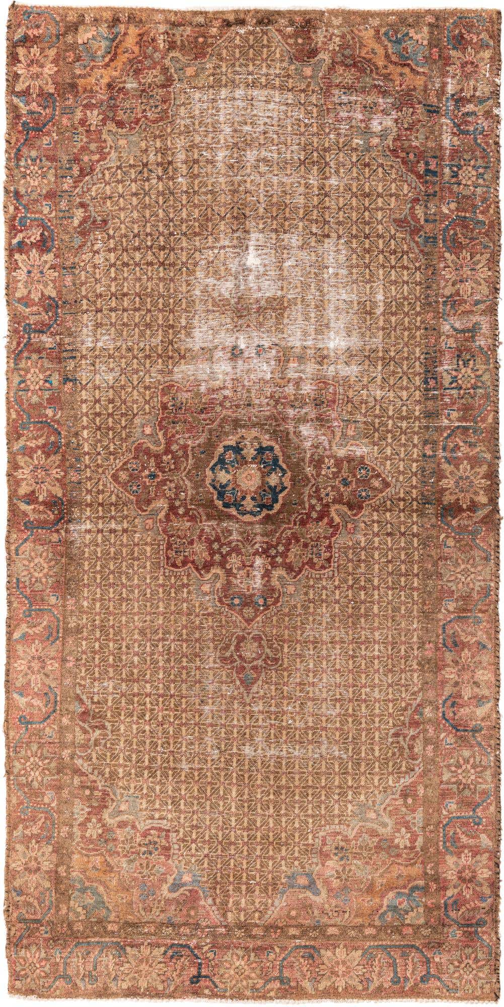 4' 6 x 9' 4 Hand Knotted Ultra Vintage Persian Wool Runner Rug