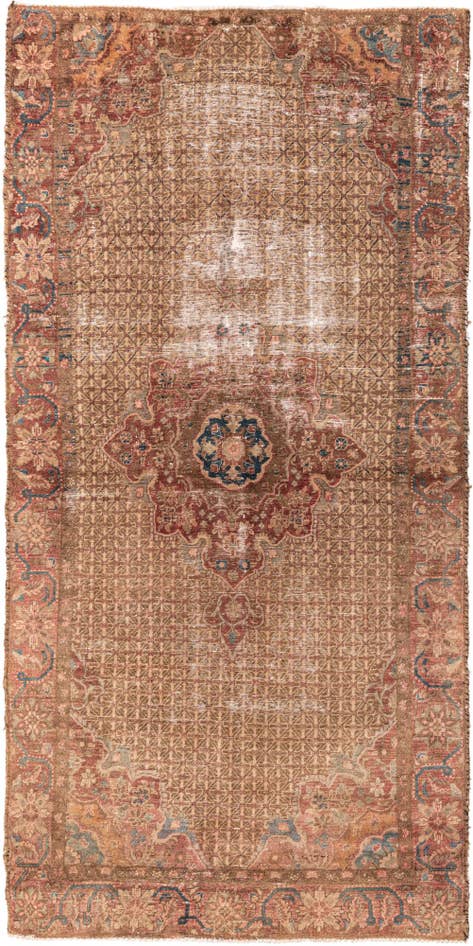 Detail image of 4' 6 x 9' 4 Hand Knotted Ultra Vintage Persian Wool Runner Rug