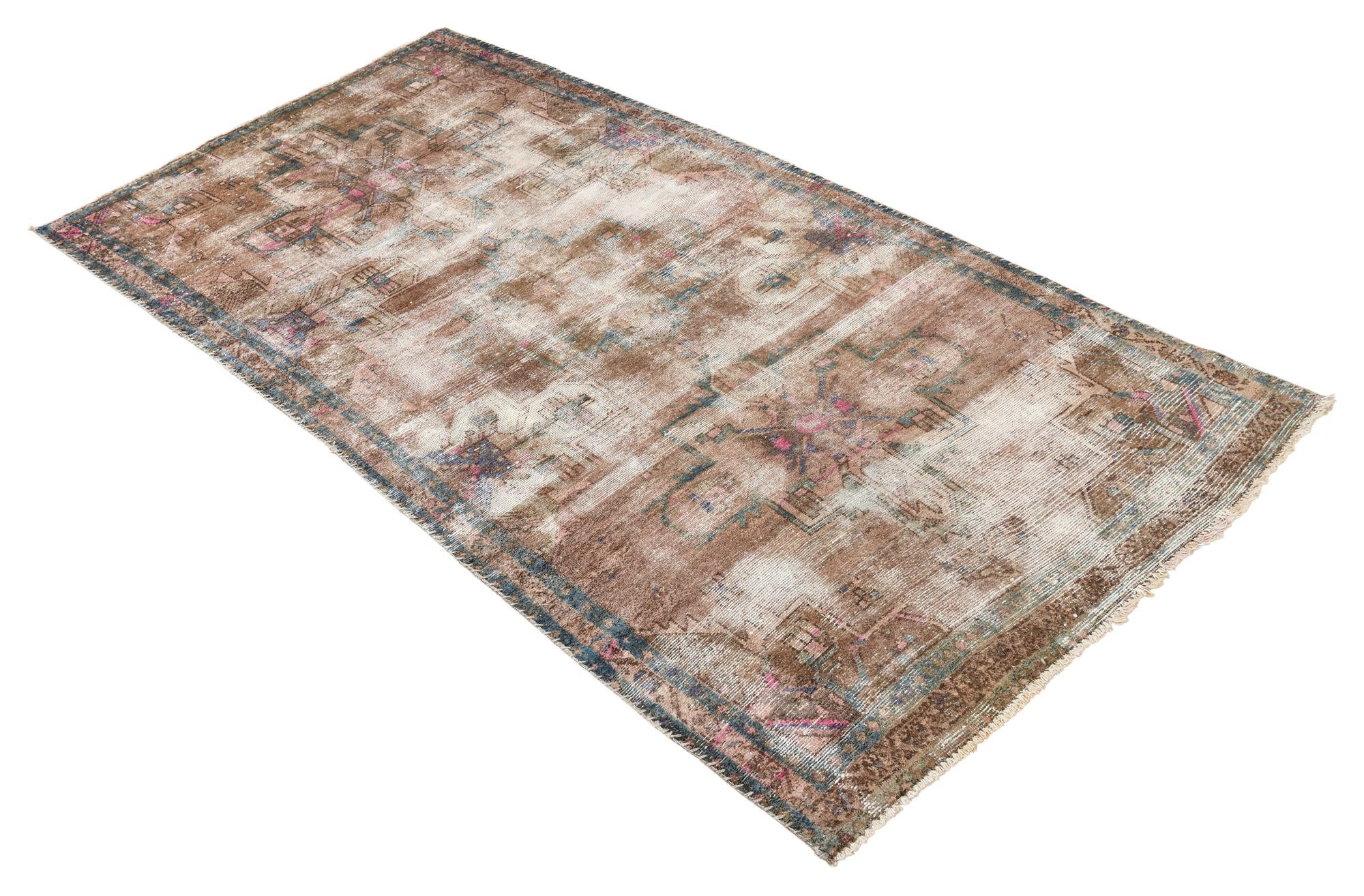 4' x 8' 2 Hand Knotted Ultra Vintage Persian Wool Runner Rug