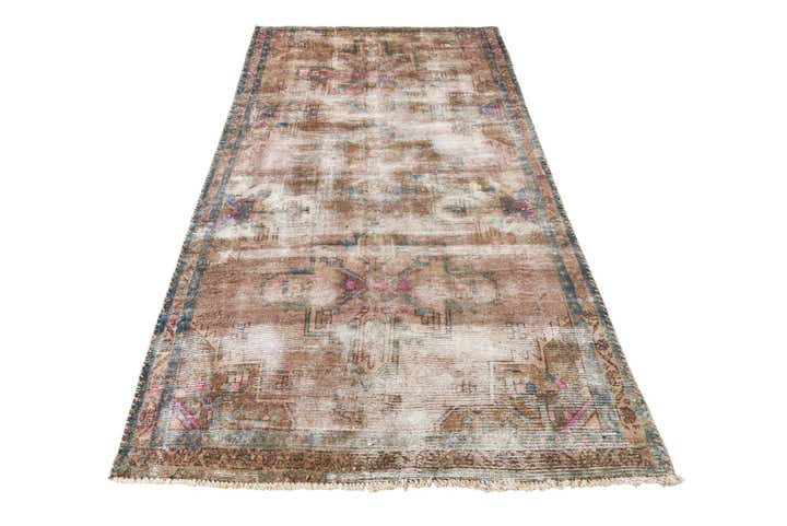 4' x 8' 2 Hand Knotted Ultra Vintage Persian Wool Runner Rug