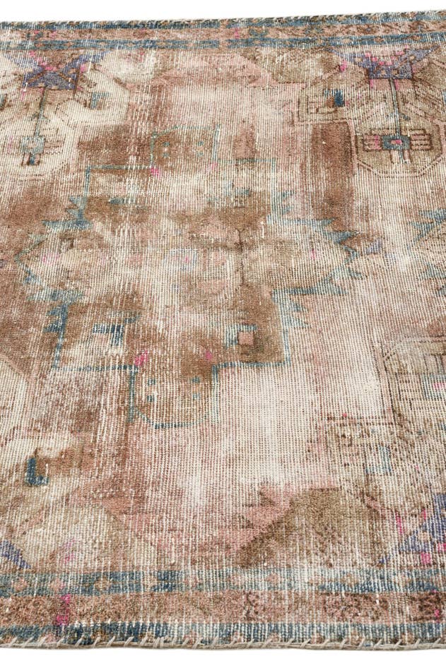 Detail image of 4' x 8' 2 Hand Knotted Ultra Vintage Persian Wool Runner Rug