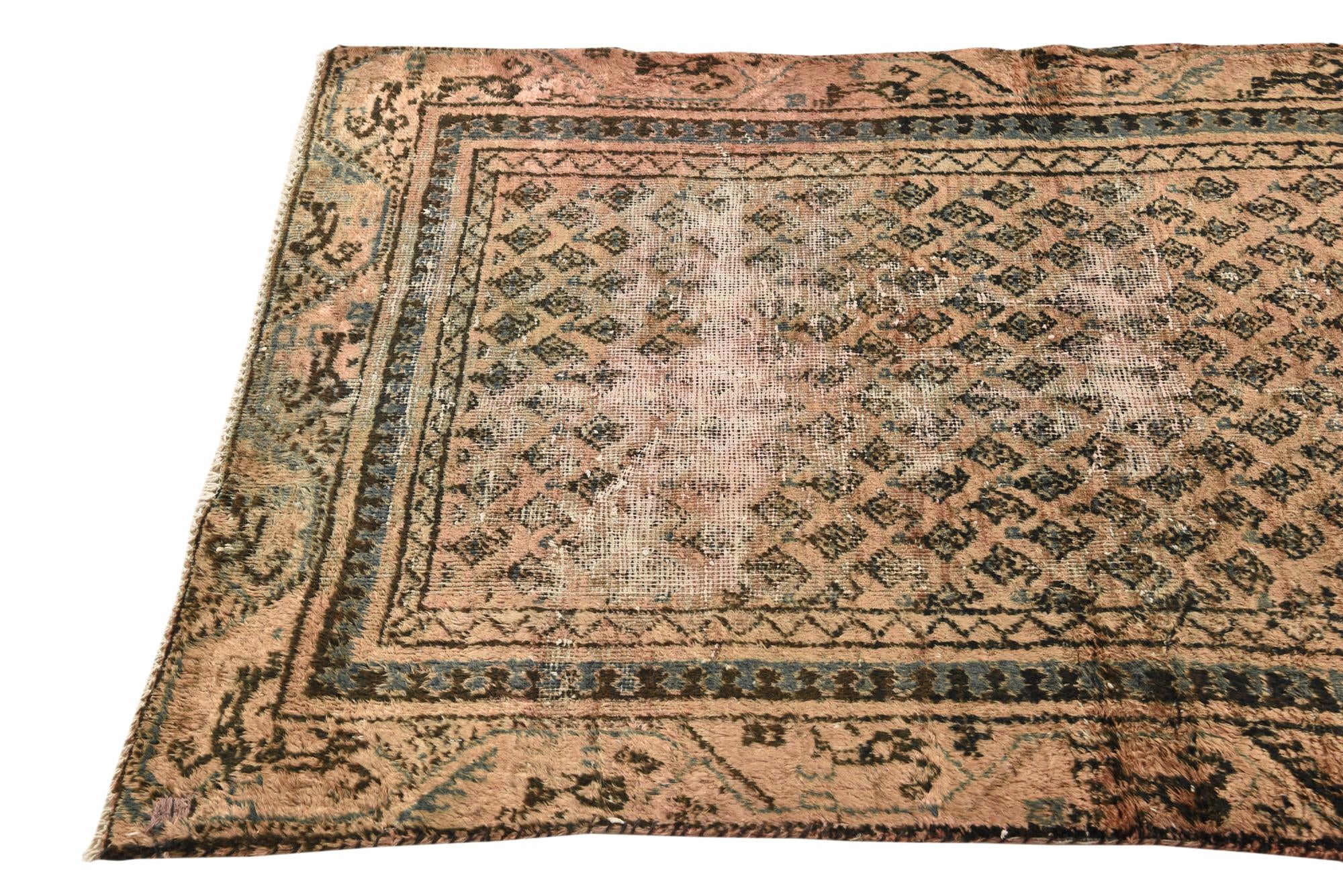 3' 3 x 9' 2 Hand Knotted Ultra Vintage Persian Wool Runner Rug