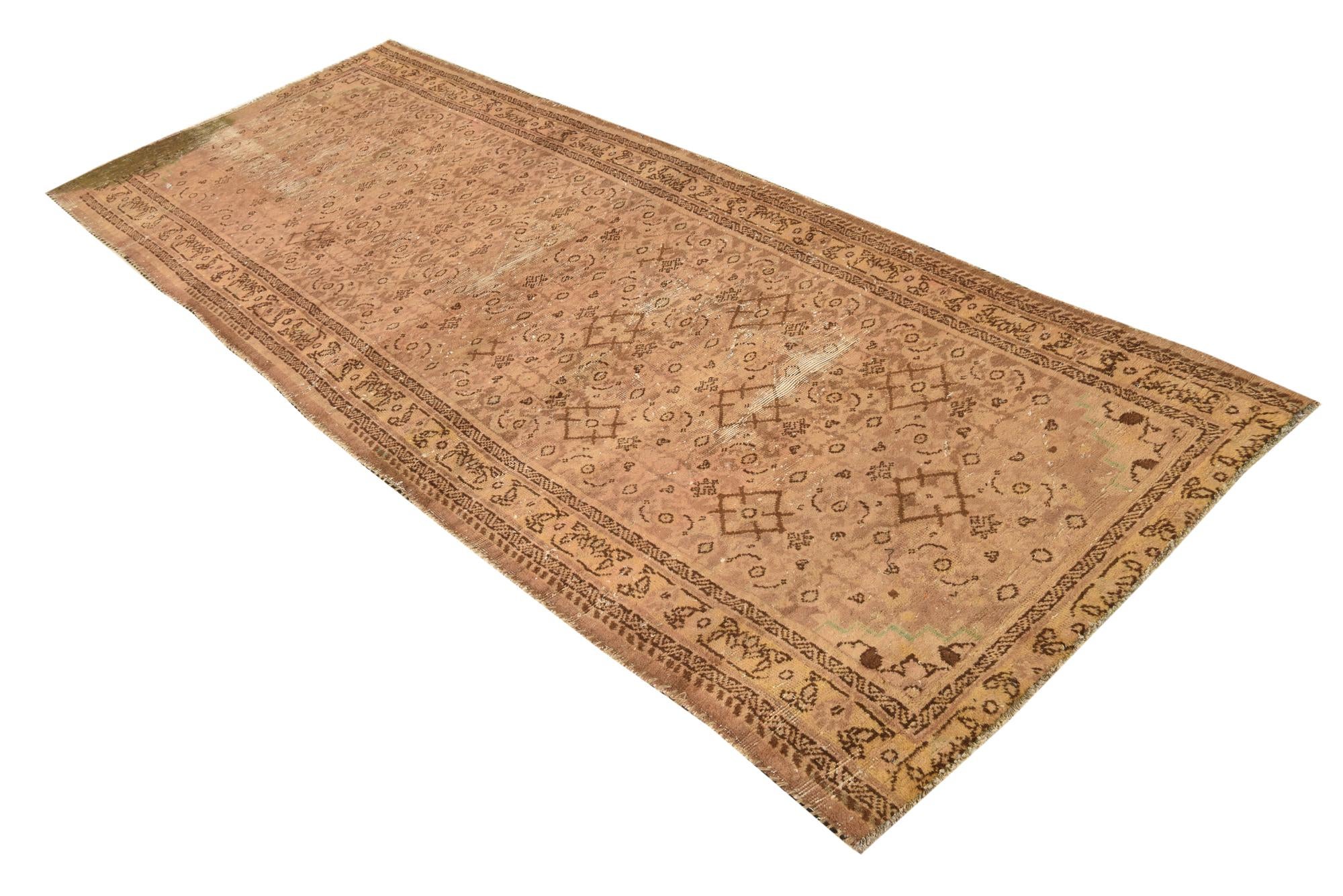 3' 9 x 9' 8 Hand Knotted Ultra Vintage Persian Wool Runner Rug
