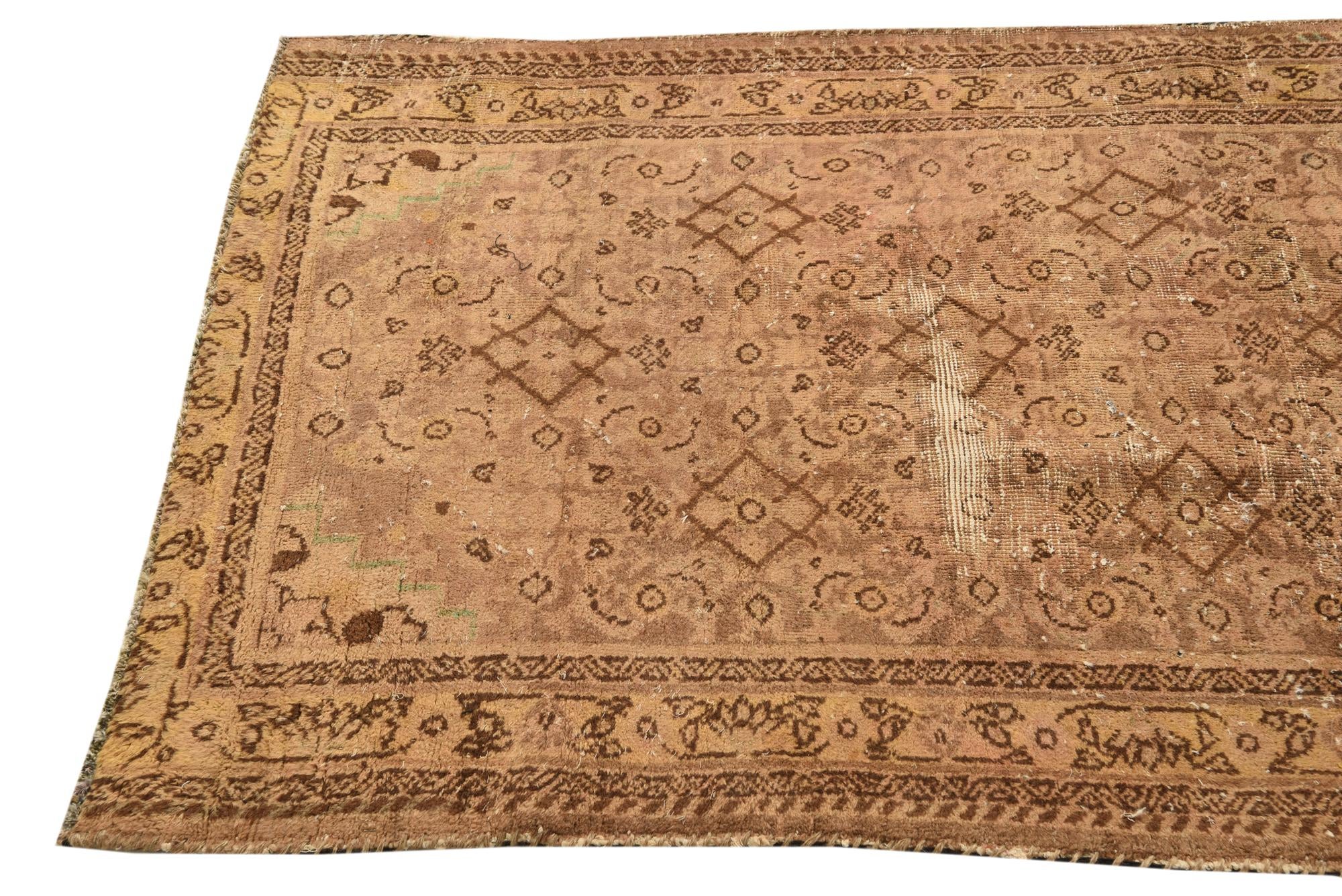 3' 9 x 9' 8 Hand Knotted Ultra Vintage Persian Wool Runner Rug