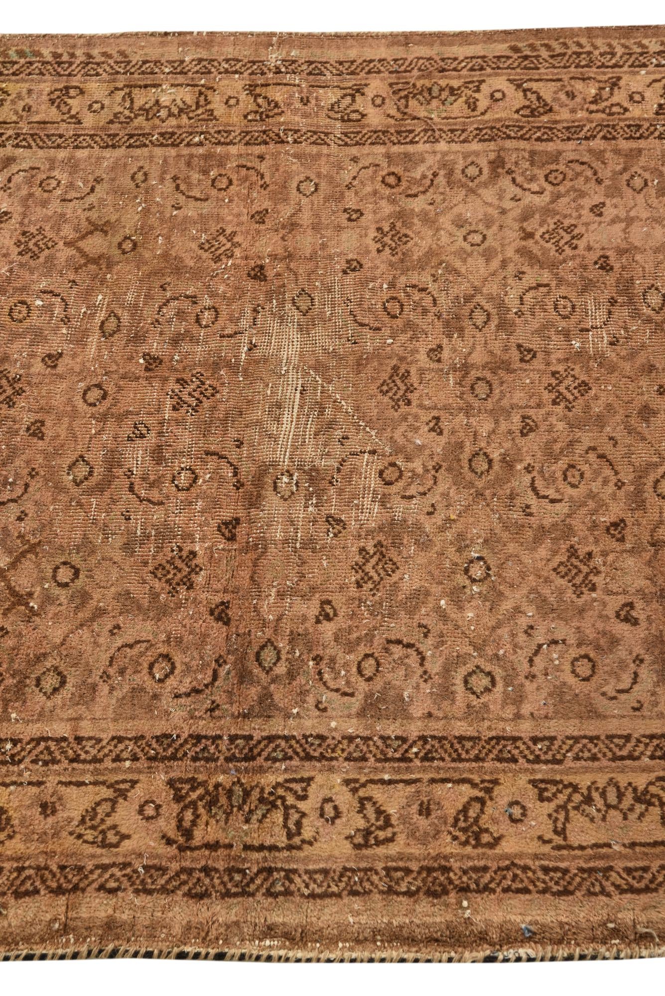 3' 9 x 9' 8 Hand Knotted Ultra Vintage Persian Wool Runner Rug