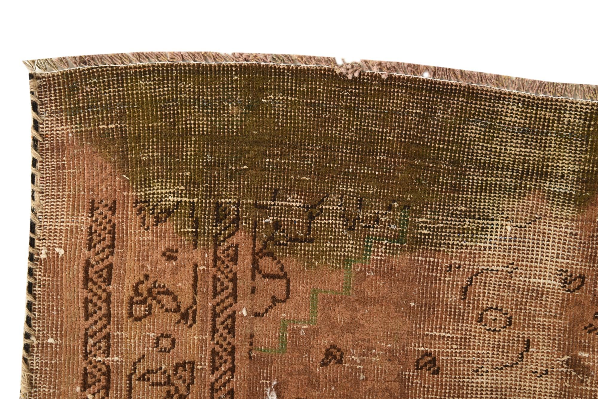3' 9 x 9' 8 Hand Knotted Ultra Vintage Persian Wool Runner Rug