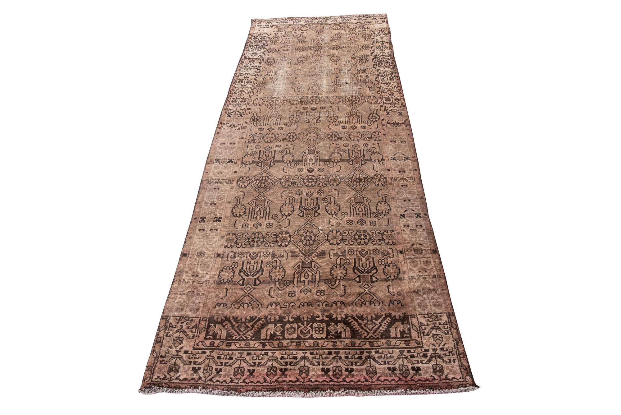 3' 5 x 9' 5 Hand Knotted Ultra Vintage Persian Wool Runner Rug