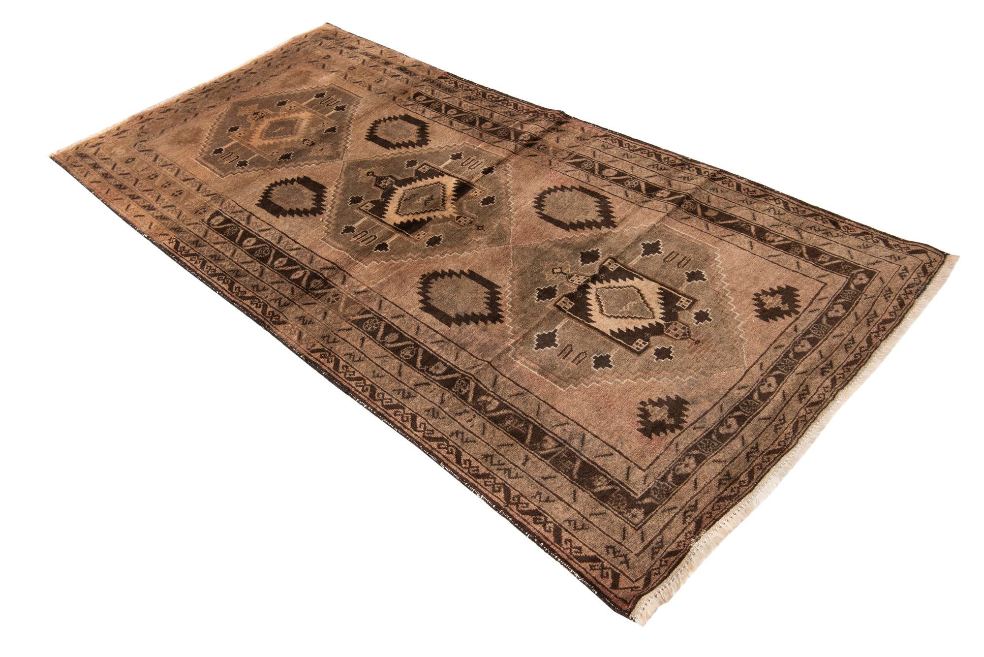 3' 7 x 7' 3 Hand Knotted Ultra Vintage Persian Wool Runner Rug