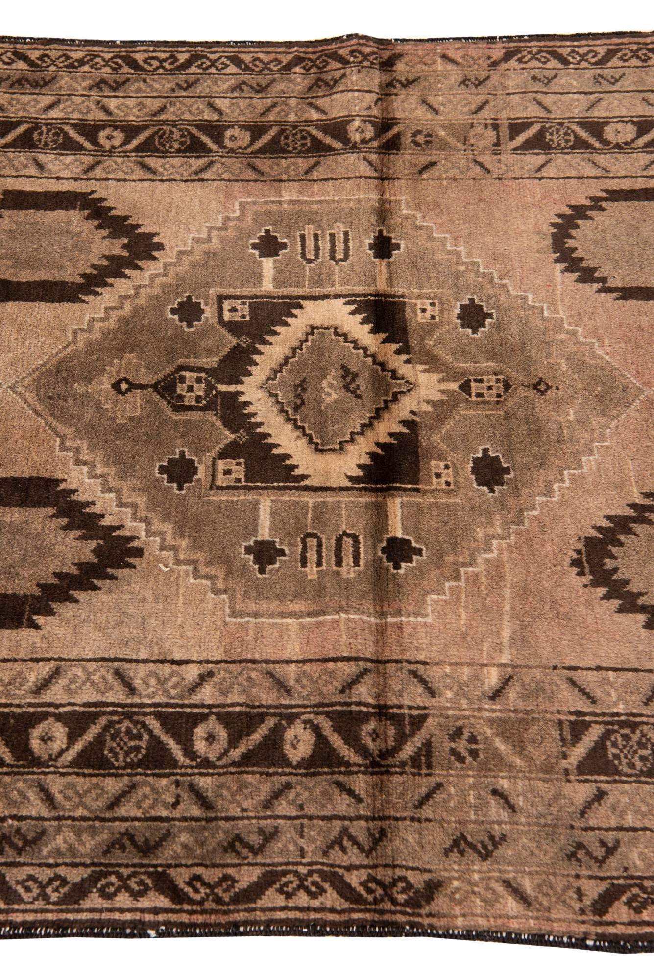 3' 7 x 7' 3 Hand Knotted Ultra Vintage Persian Wool Runner Rug