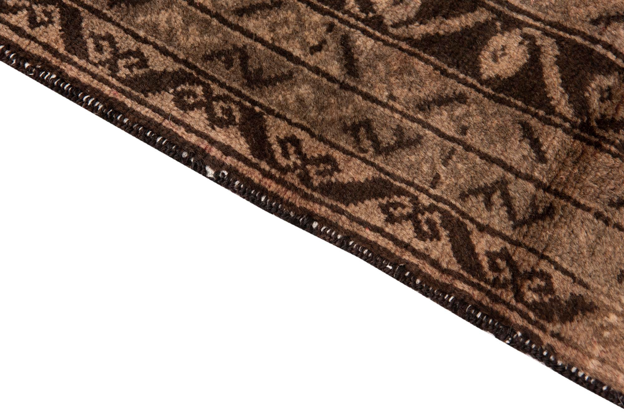 3' 7 x 7' 3 Hand Knotted Ultra Vintage Persian Wool Runner Rug