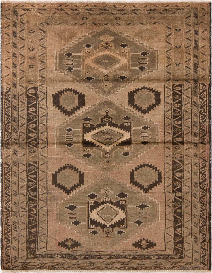 Detail image of 3' 7 x 7' 3 Hand Knotted Ultra Vintage Persian Wool Runner Rug