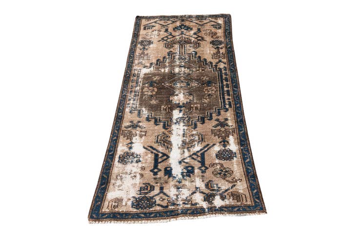 Detail image of 2' 6 x 5' 5 Hand Knotted Ultra Vintage Persian Wool Runner Rug