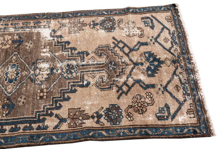 Detail image of 2' 6 x 5' 5 Hand Knotted Ultra Vintage Persian Wool Runner Rug