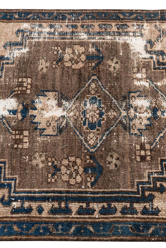 Detail image of 2' 6 x 5' 5 Hand Knotted Ultra Vintage Persian Wool Runner Rug