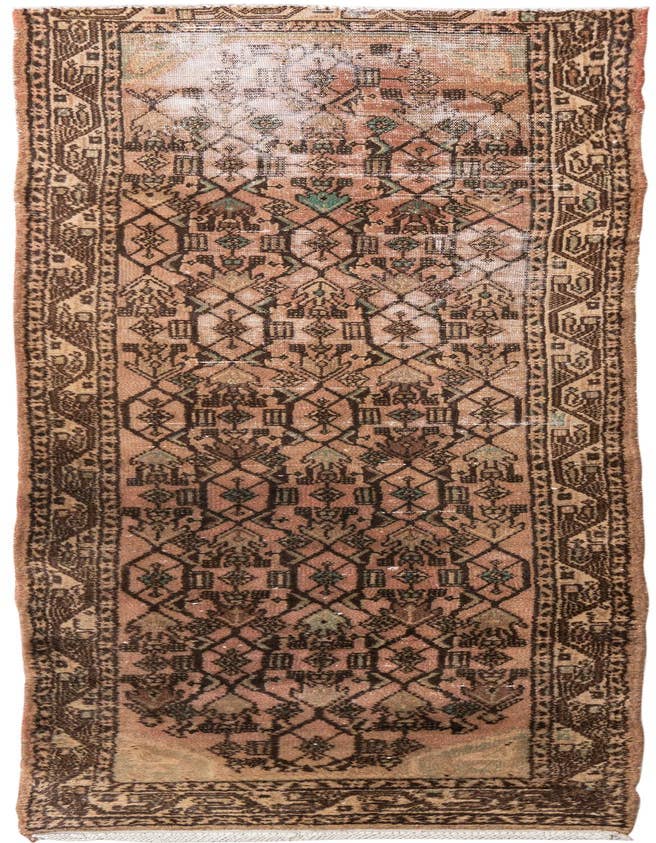 Detail image of 2' 5 x 8' 7 Hand Knotted Ultra Vintage Persian Wool Runner Rug