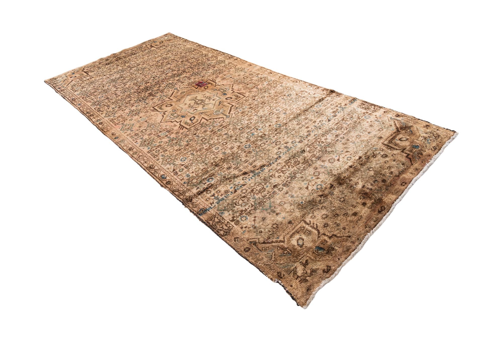 4' 5 x 10' Hand Knotted Ultra Vintage Persian Wool Runner Rug