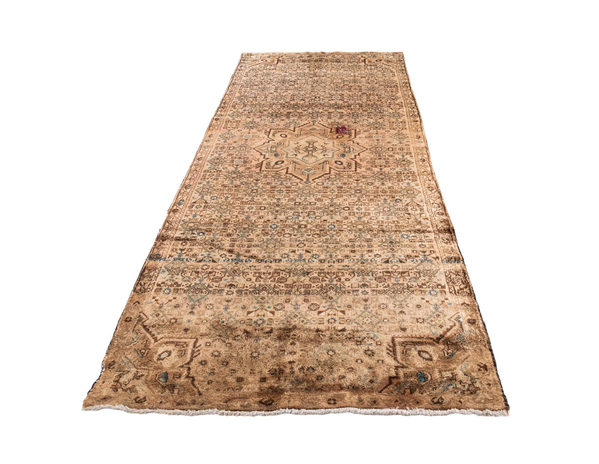4' 5 x 10' Hand Knotted Ultra Vintage Persian Wool Runner Rug