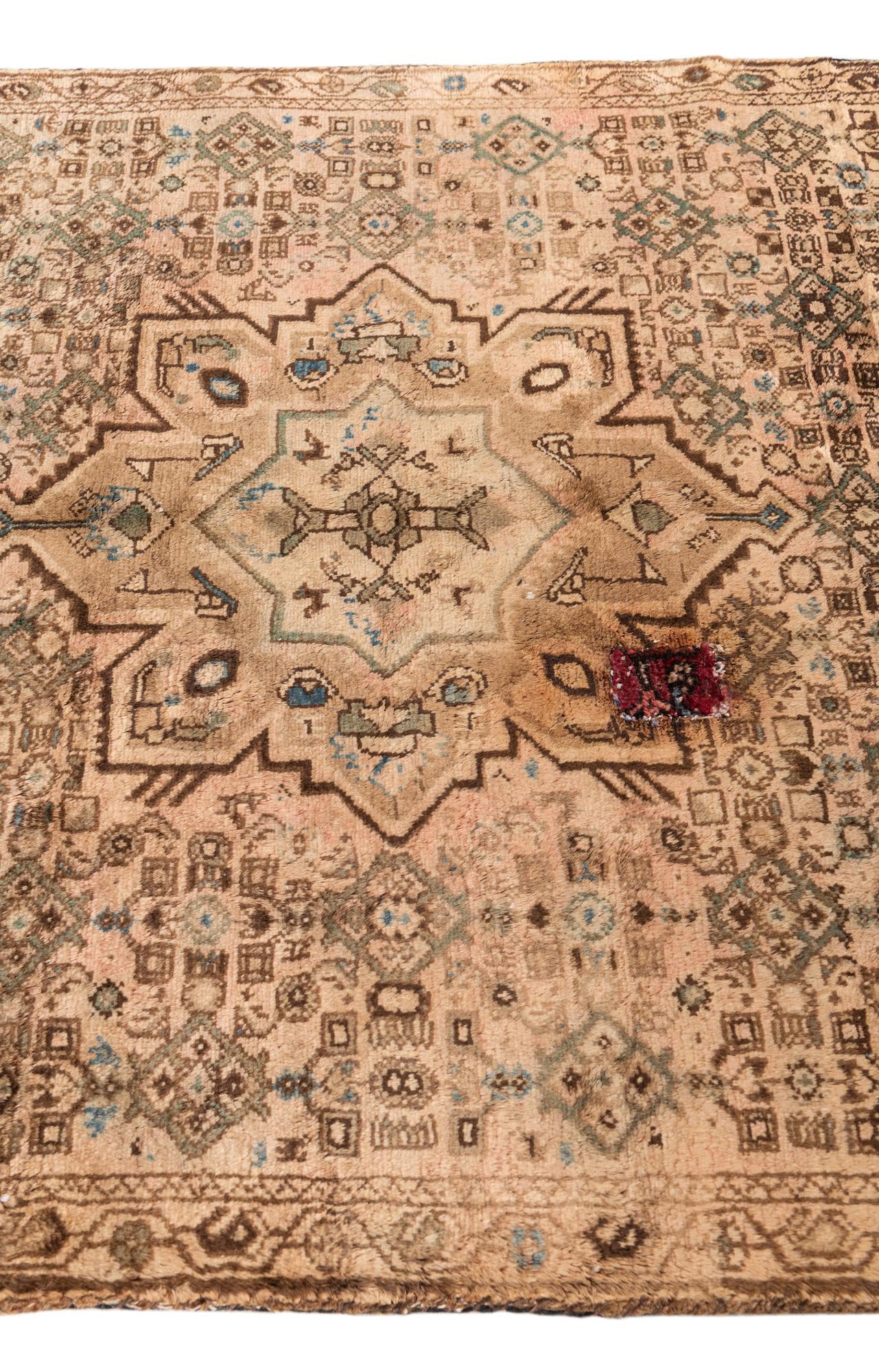 4' 5 x 10' Hand Knotted Ultra Vintage Persian Wool Runner Rug