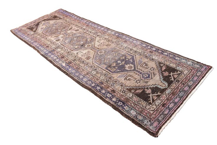 Detail image of 3' 7 x 10' 3 Hand Knotted Ultra Vintage Persian Wool Runner Rug