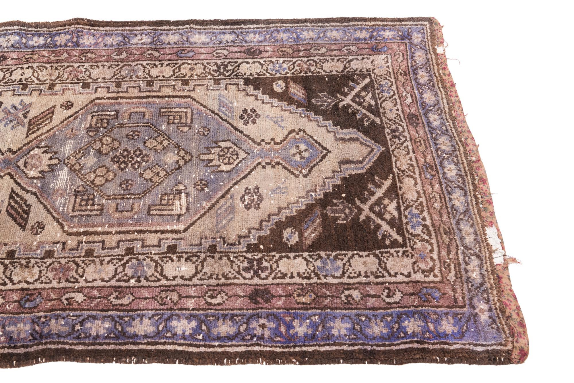 3' 7 x 10' 3 Hand Knotted Ultra Vintage Persian Wool Runner Rug