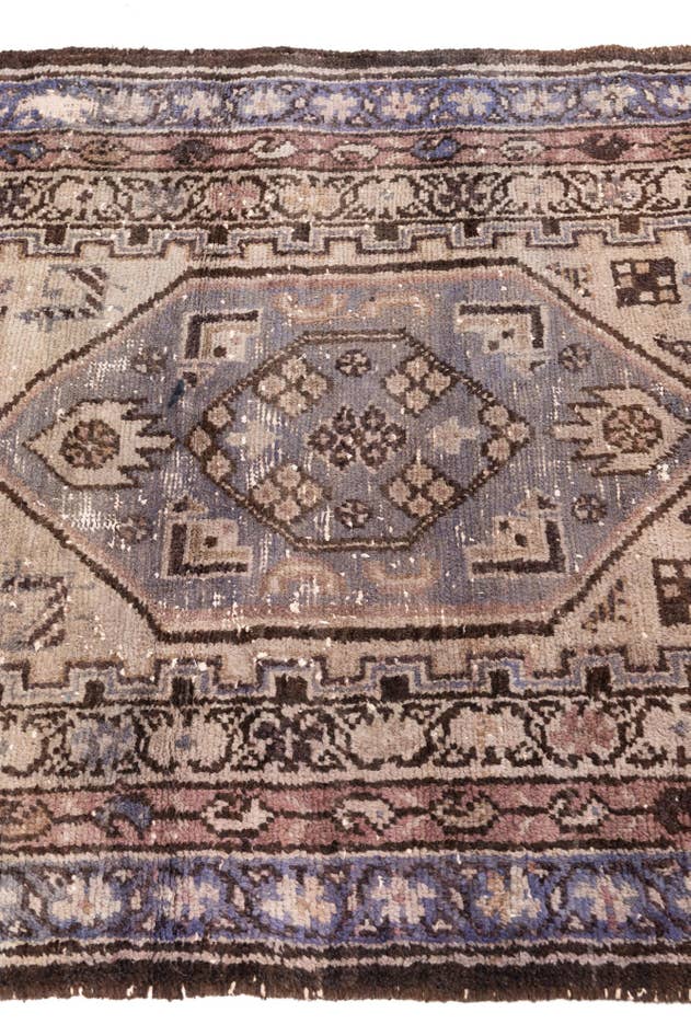 Detail image of 3' 7 x 10' 3 Hand Knotted Ultra Vintage Persian Wool Runner Rug