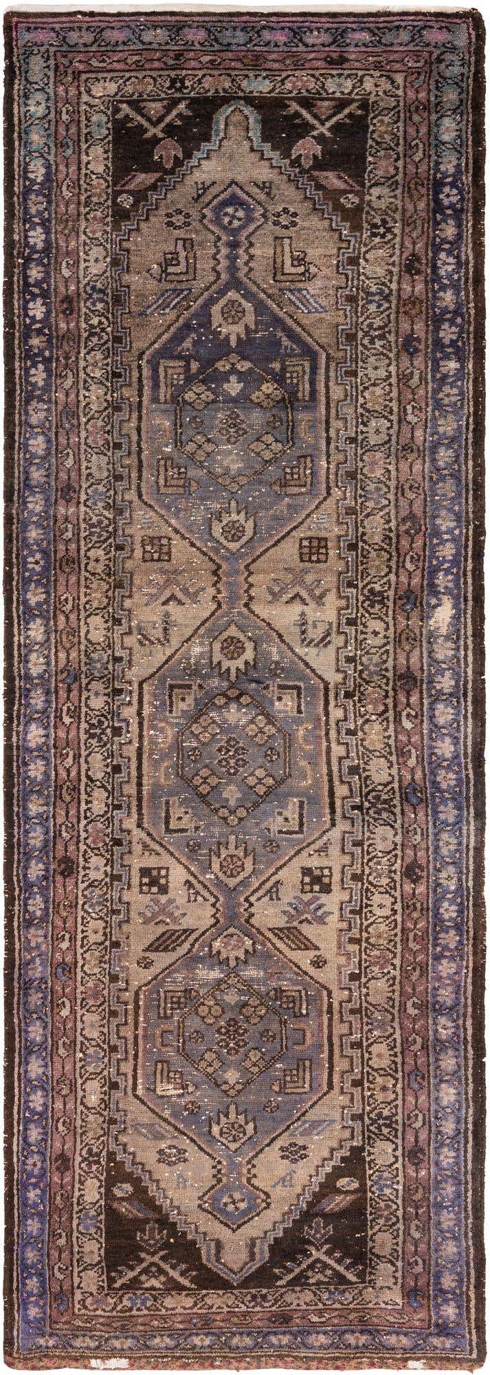 3' 7 x 10' 3 Hand Knotted Ultra Vintage Persian Wool Runner Rug