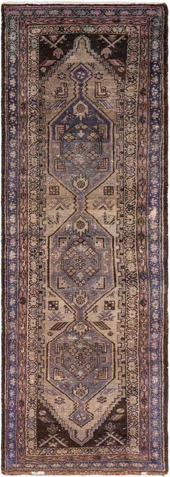 Detail image of 3' 7 x 10' 3 Hand Knotted Ultra Vintage Persian Wool Runner Rug