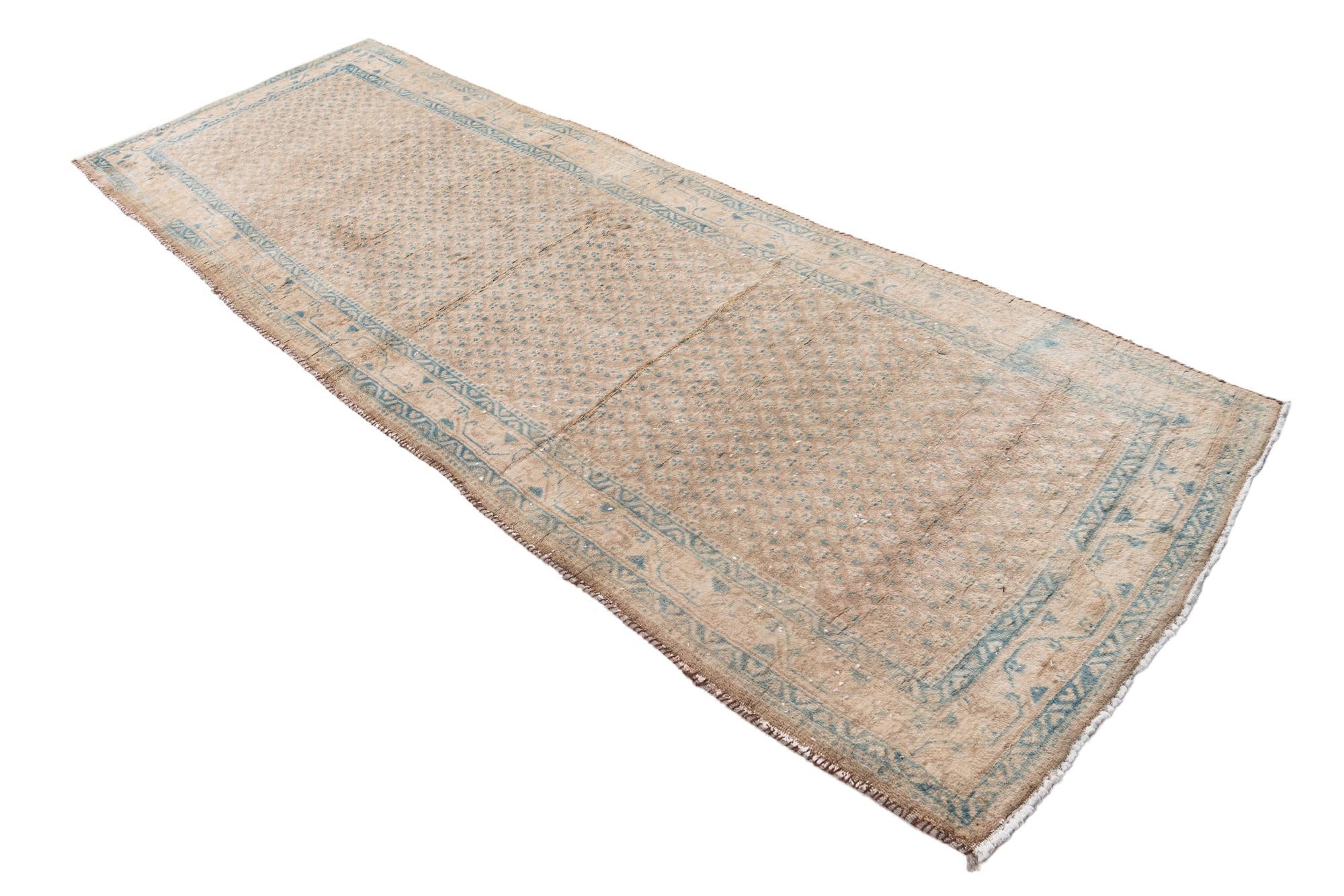 3' 7 x 10' 4 Hand Knotted Ultra Vintage Persian Wool Runner Rug