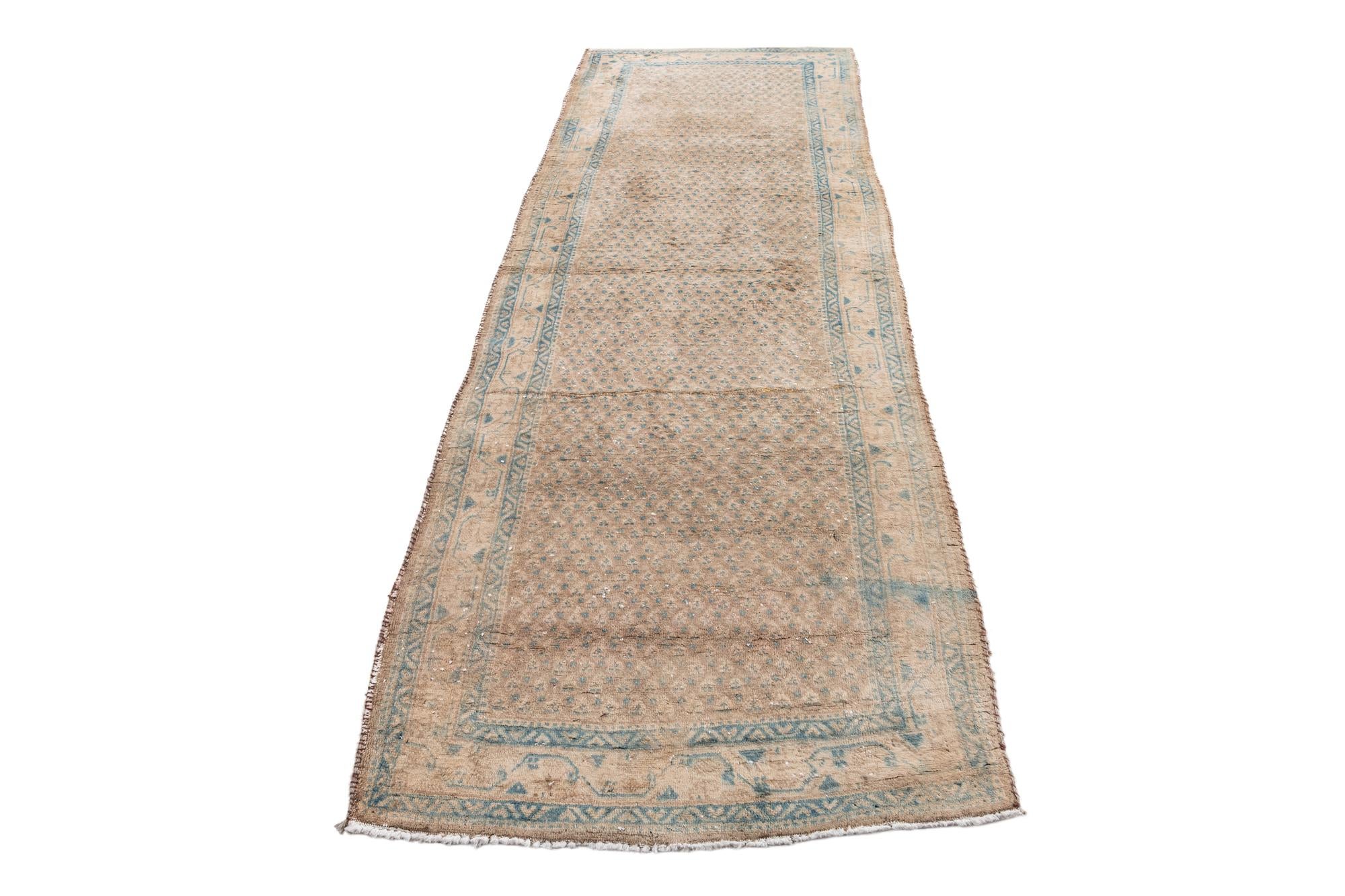 3' 7 x 10' 4 Hand Knotted Ultra Vintage Persian Wool Runner Rug