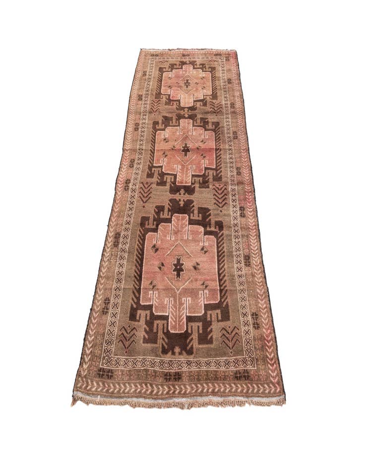 Detail image of 3' 2 x 7' 1  Hand Knotted Ultra Vintage Persian Wool Runner Rug