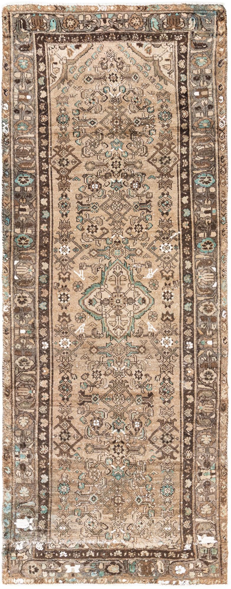 3' 5 x 9' 5 Hand Knotted Ultra Vintage Persian Wool Runner Rug