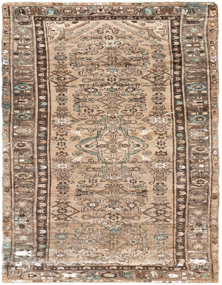 Detail image of 3' 5 x 9' 5 Hand Knotted Ultra Vintage Persian Wool Runner Rug