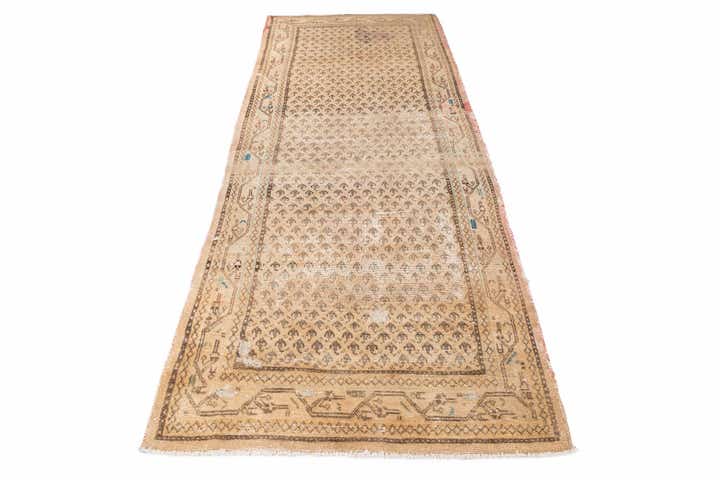 4' 1 x 10' 1 Hand Knotted Ultra Vintage Persian Wool Runner Rug