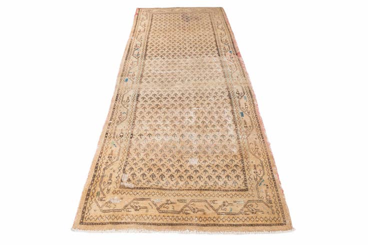 Detail image of 4' 1 x 10' 1 Hand Knotted Ultra Vintage Persian Wool Runner Rug