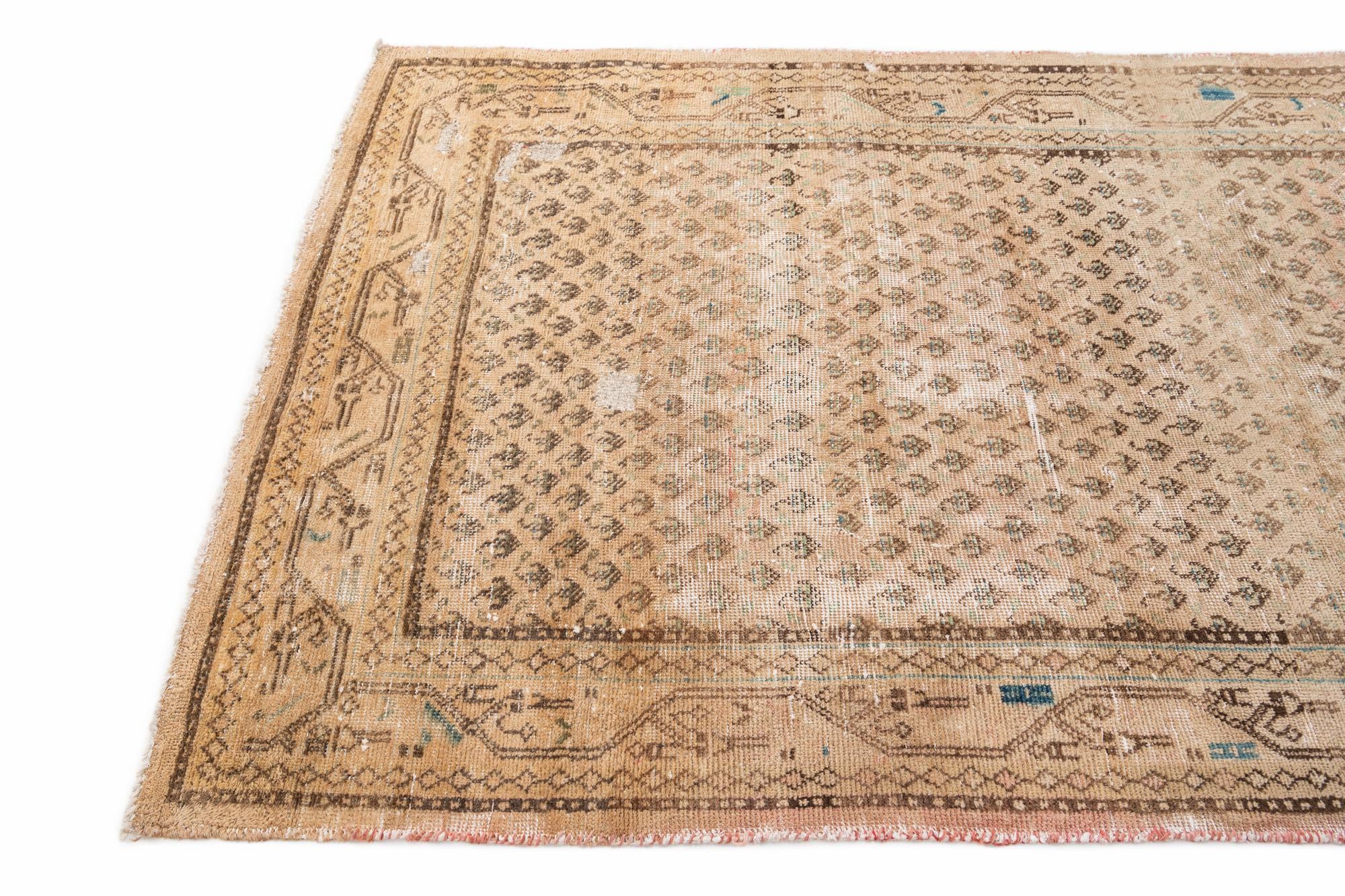 4' 1 x 10' 1 Hand Knotted Ultra Vintage Persian Wool Runner Rug