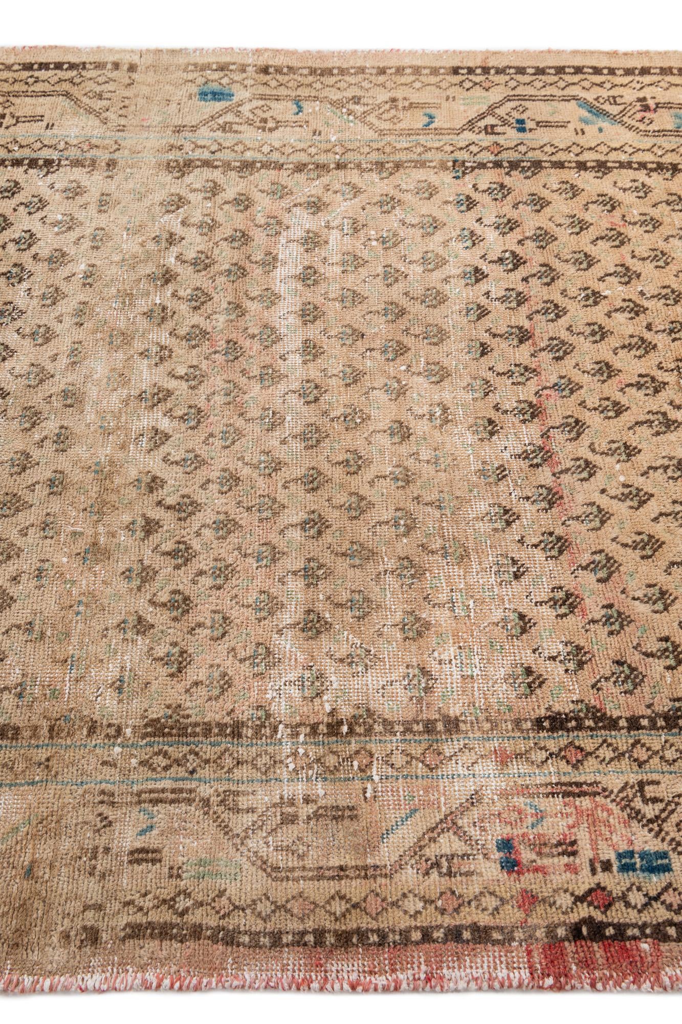 4' 1 x 10' 1 Hand Knotted Ultra Vintage Persian Wool Runner Rug