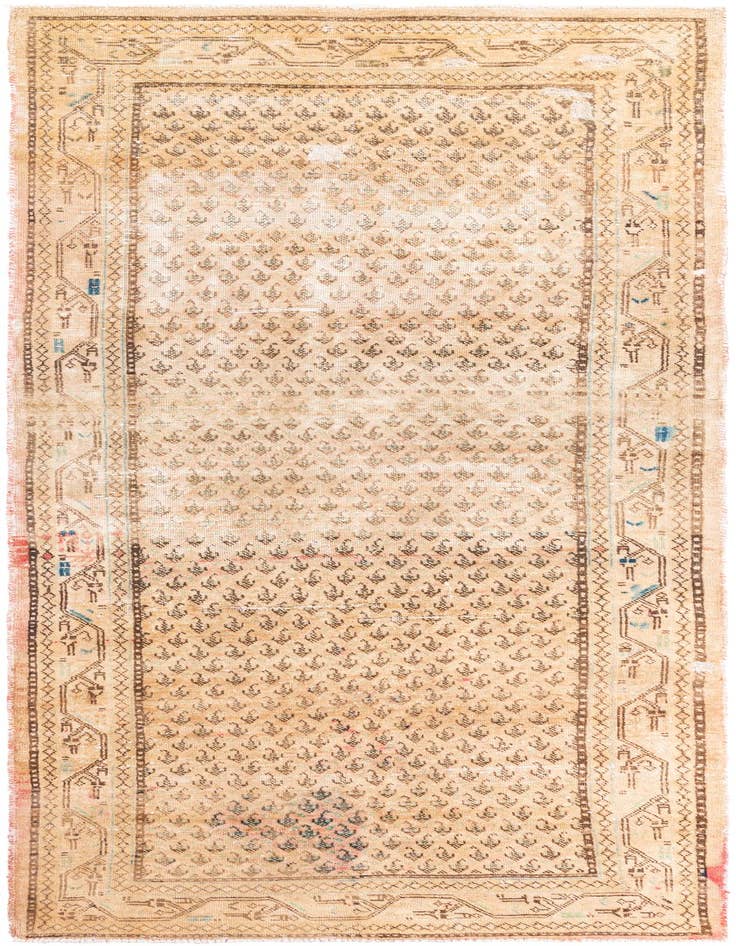 Detail image of 4' 1 x 10' 1 Hand Knotted Ultra Vintage Persian Wool Runner Rug