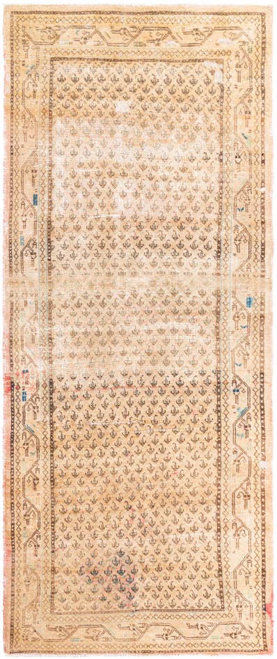 Detail image of 4' 1 x 10' 1 Hand Knotted Ultra Vintage Persian Wool Runner Rug