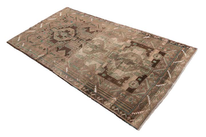 3' 8 x 7' 1 Hand Knotted Ultra Vintage Persian Wool Runner Rug