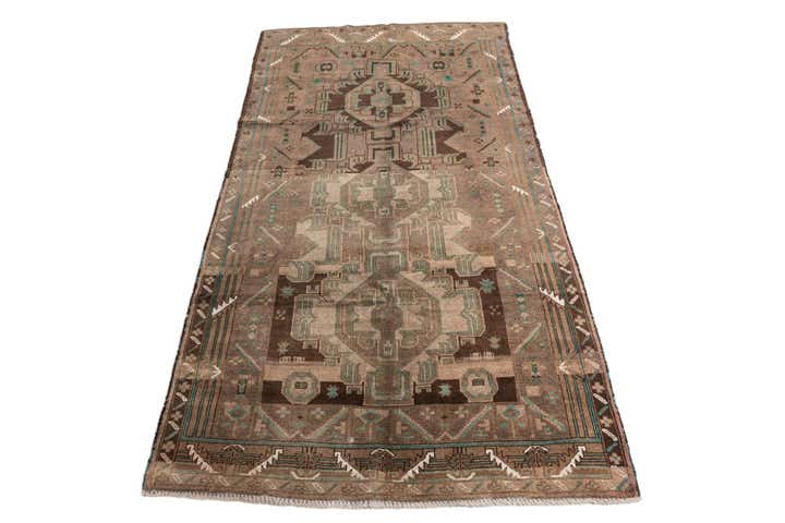 3' 8 x 7' 1 Hand Knotted Ultra Vintage Persian Wool Runner Rug