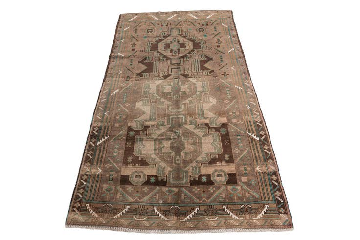 Detail image of 3' 8 x 7' 1 Hand Knotted Ultra Vintage Persian Wool Runner Rug