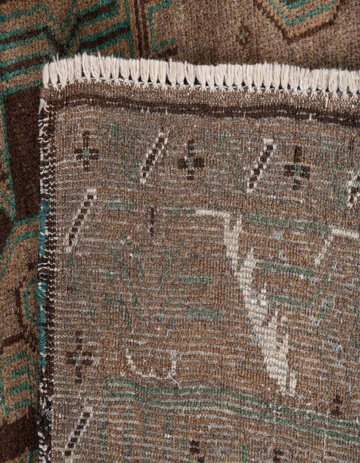 Detail image of 3' 8 x 7' 1  Hand Knotted Ultra Vintage Persian Wool Runner Rug