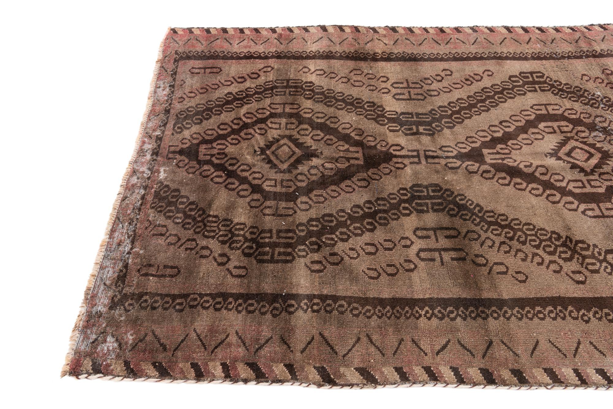 4' 7 x 10' 4 Hand Knotted Ultra Vintage Persian Wool Runner Rug
