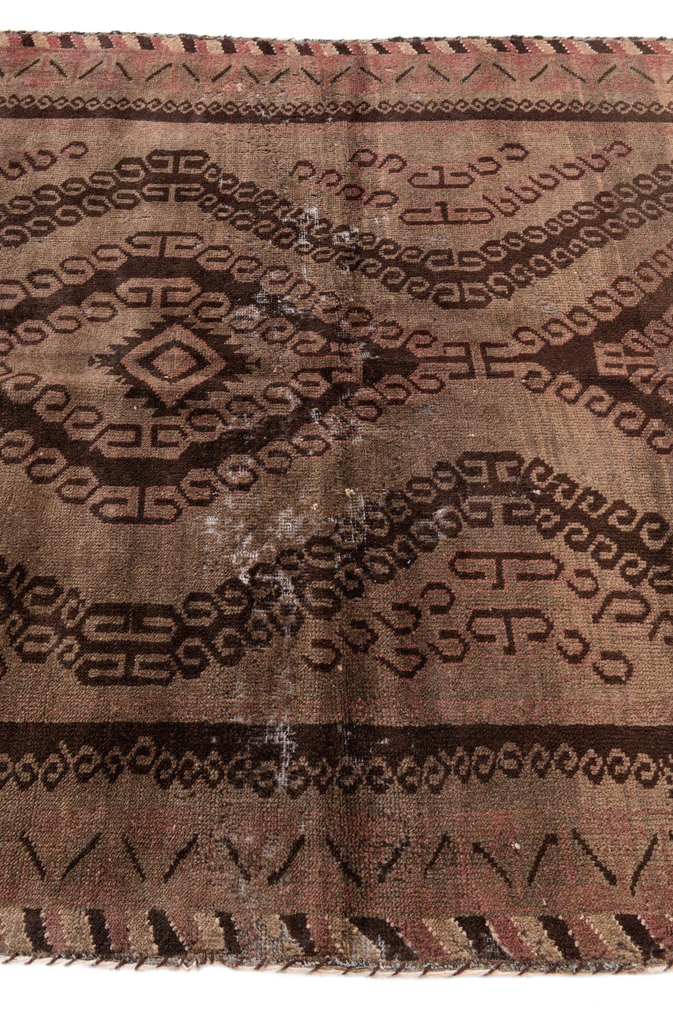 4' 7 x 10' 4 Hand Knotted Ultra Vintage Persian Wool Runner Rug