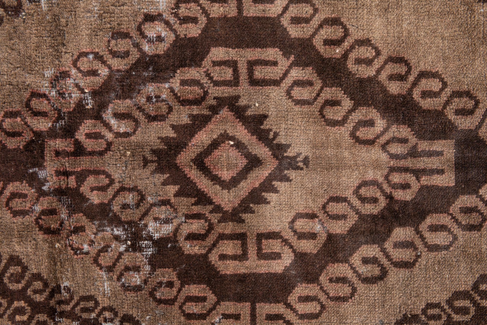 4' 7 x 10' 4 Hand Knotted Ultra Vintage Persian Wool Runner Rug